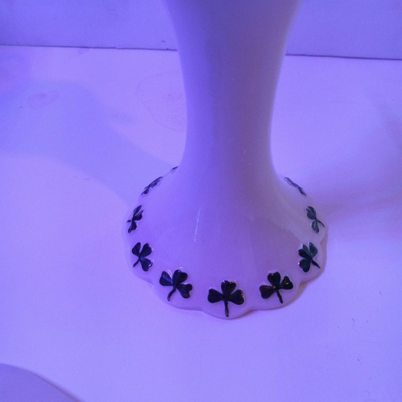 GEO Z LEFTON PORCELAIN CANDLE HOLDER SHAMROCK IRISH ST. PATTY'S DAY TEALIGHT - Picture 9 of 11